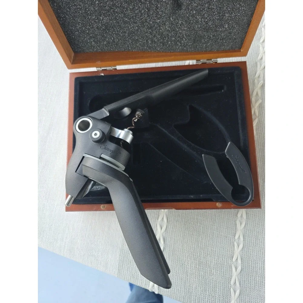 Chef's Leverpull Wine Opener Corkscrew Wood Box Set Professional‎ Lever VTG